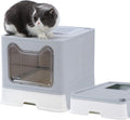 Enclosed Litter Box Large, Foldable Top Entrance Cat Litter Box with Lid, High Sided Litter Box Pack of 2 B531