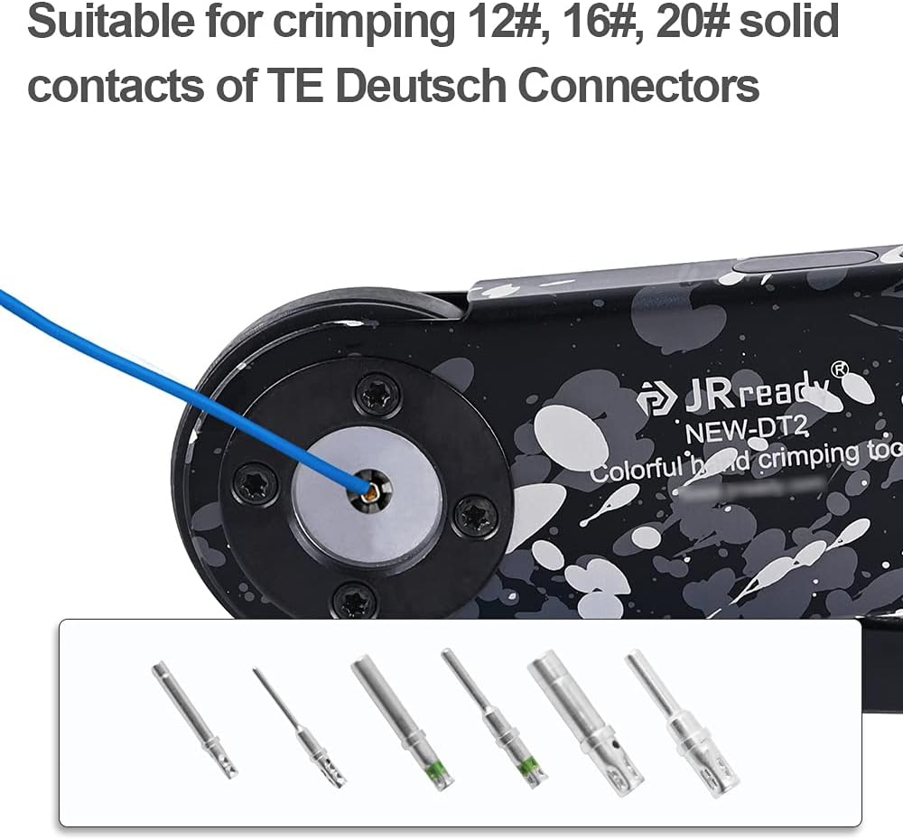 DT2 Solid Barrel Crimping Tool Kit with Removal Tool Kit for 12 to 22 AWG Wire Harness DT Series Closed Barrel Terminals V254717