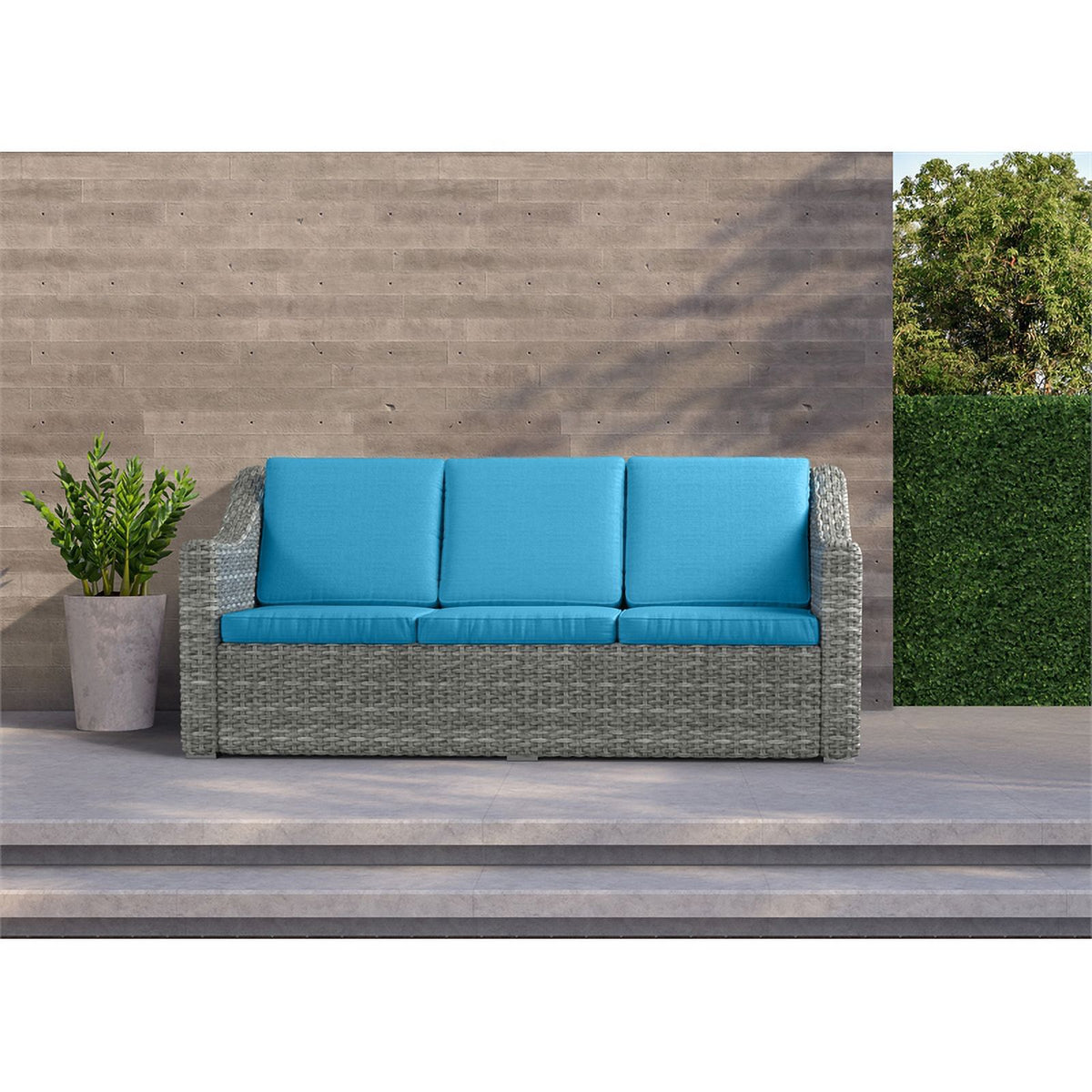 Teal Cast Iron Outdoor Wicker Sofa T765