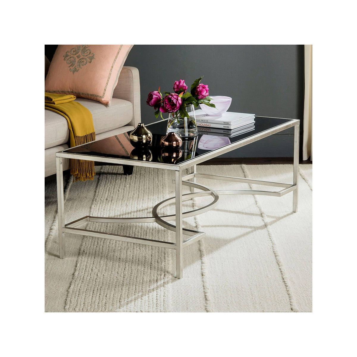 Silver/Black Glass Coffee Table E1705