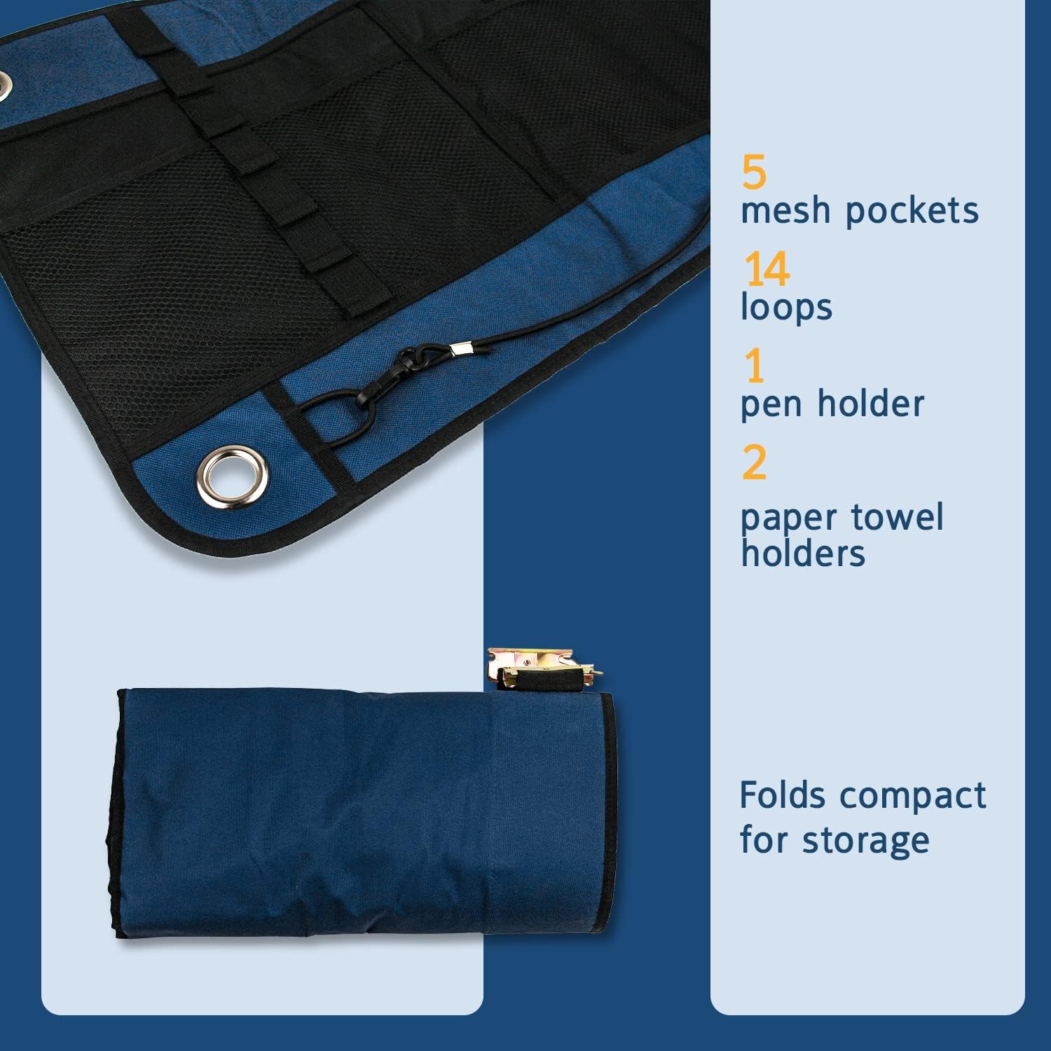 E-Track Hanging Trailer Organizers with Mesh Pockets, 34 in Long x 15 in Tall, 4-Pack O877958