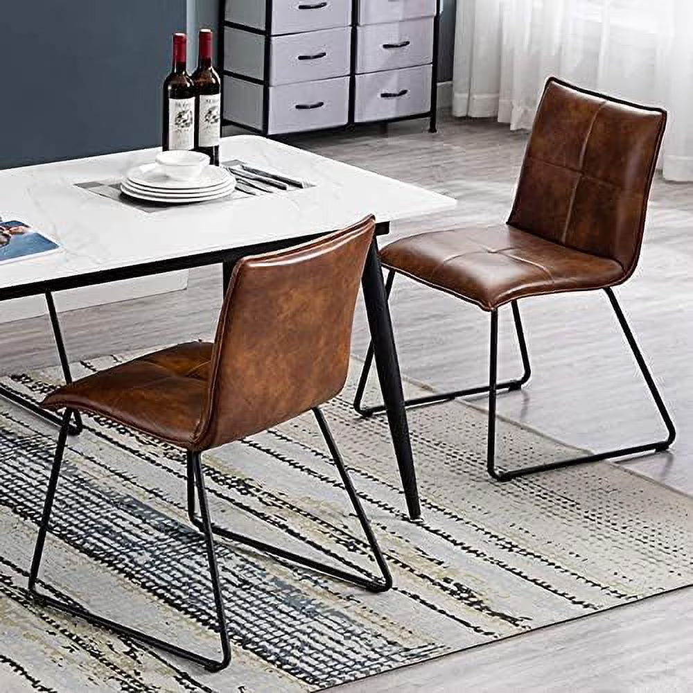 Faux Leather Dining Chairs with Metal Legs K557