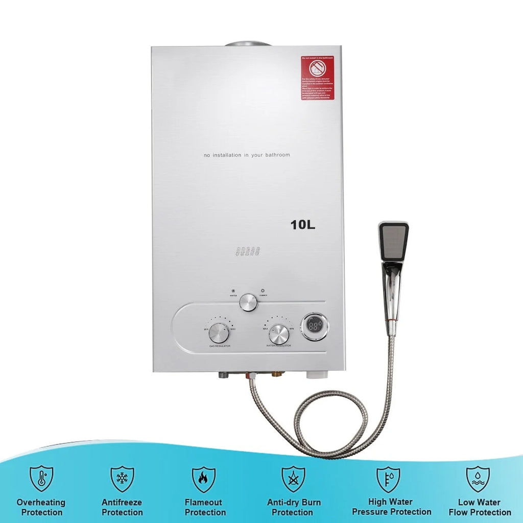 10L 20KW LPG Propane Instant Gas Water Heater with Shower Head Kit W453042