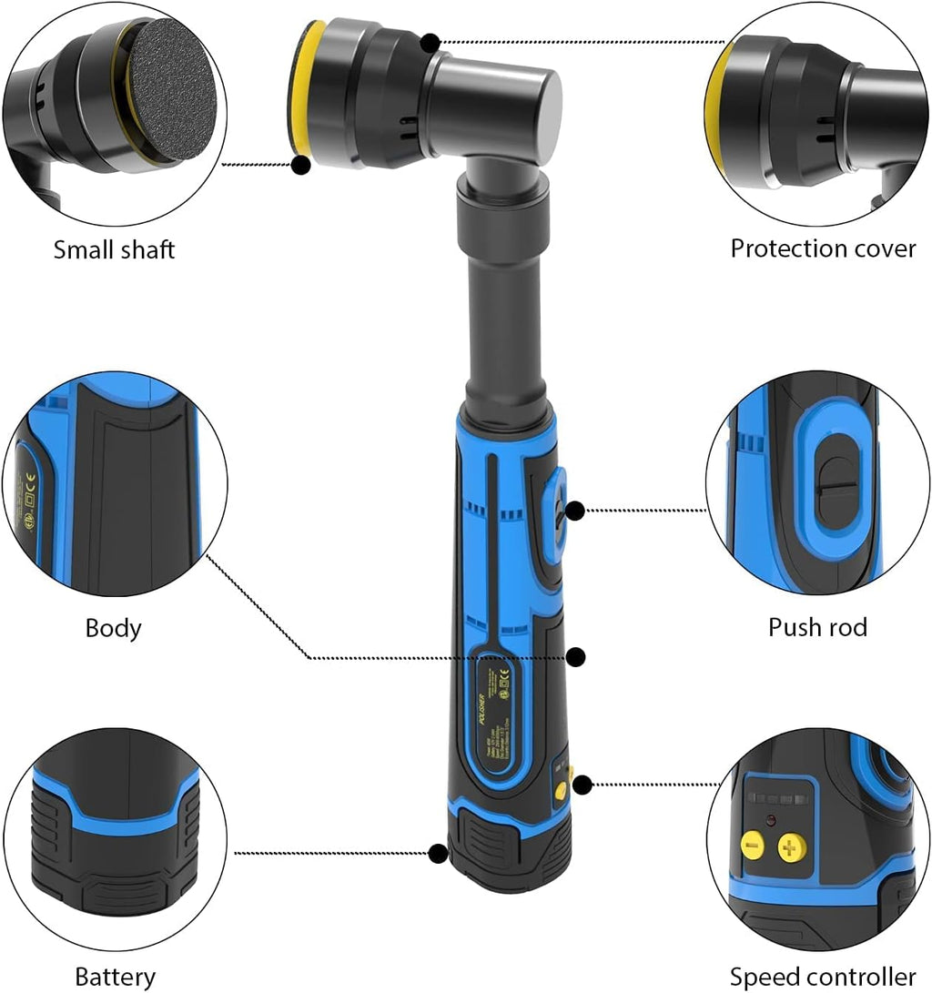 Mini Cordless Polisher, 5 Variable Speed 2500-6000RPM, 2 Batteries and 1 Battery Charger M178267