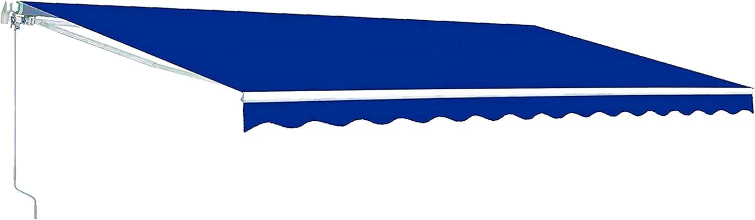 Retractable 13x10 Feet Motorized White Frame Patio Awning with Polyester Canopy T36158