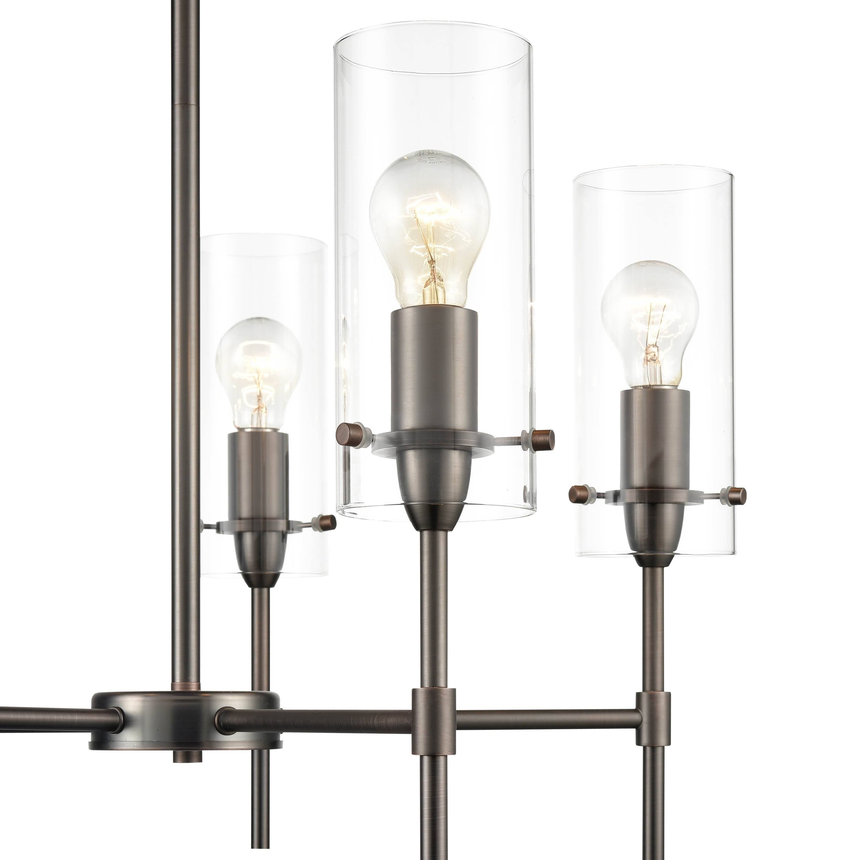 Satin Nickel 5-Light Chandelier Pendant with Clear Glass Shades G9973