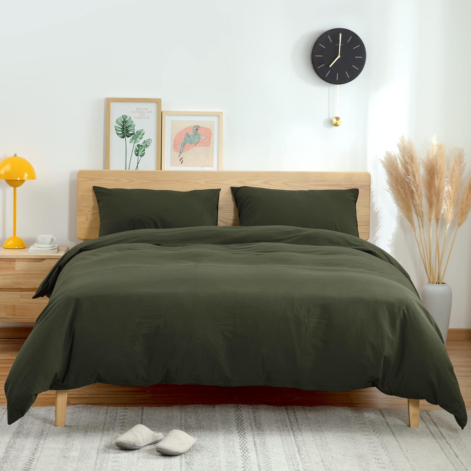 White Washed Cotton Queen Duvet Cover Set, 3-Piece U7441