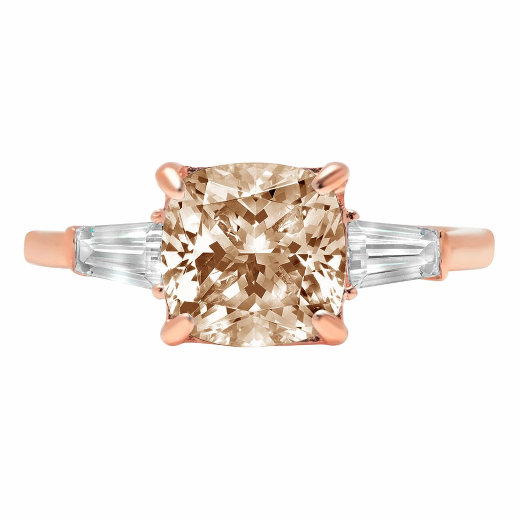 3 Stone Champagne Simulated Diamond Ring T5229