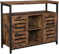 Rustic Brown and Black Storage Sideboard with Cupboard and Shelves P555