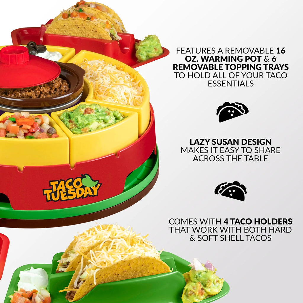 Lazy Susan Taco Bar with Warming Pot and 4 Taco Holders Q82504