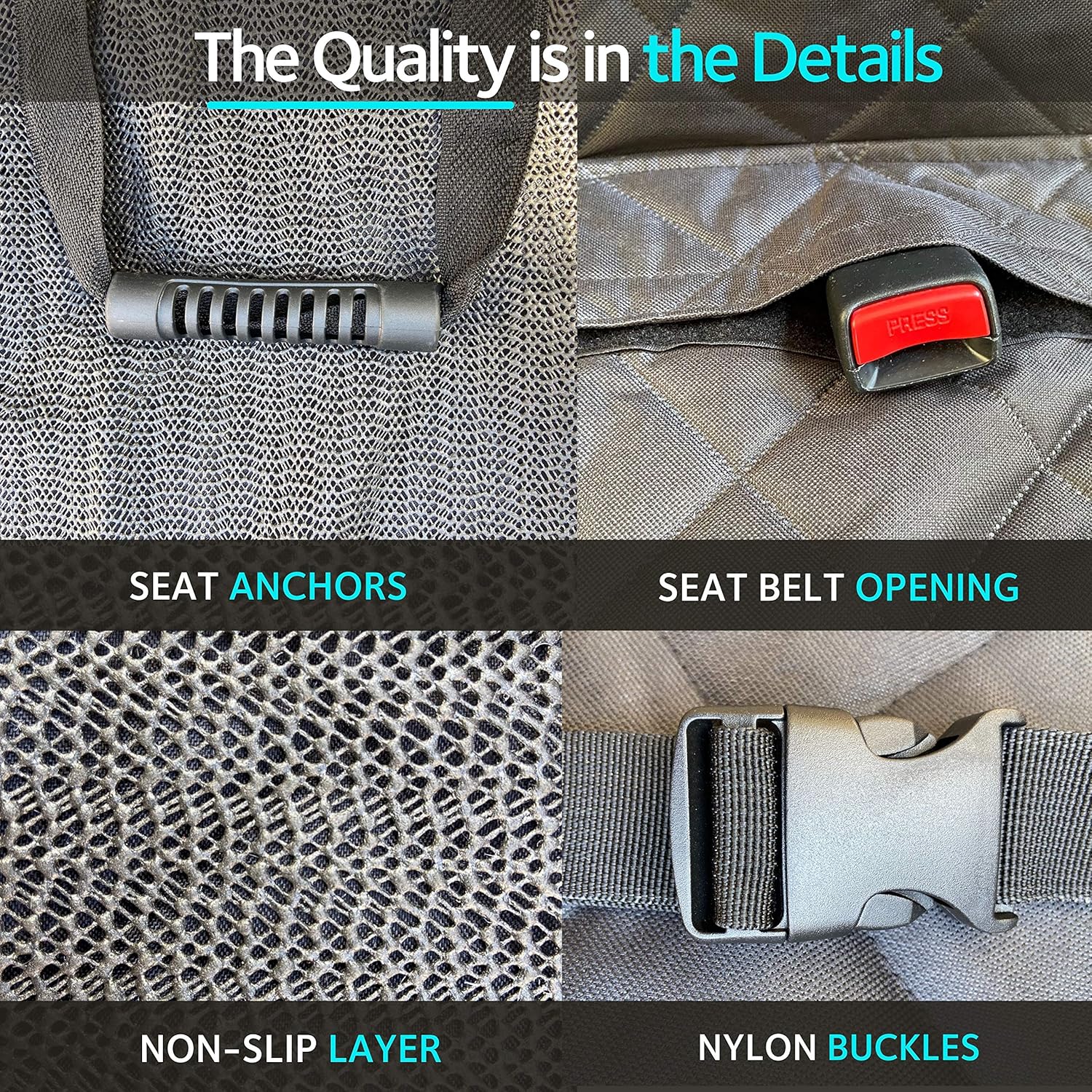 Heavy Duty Waterproof Non Slip Dog Car Seat Cover, Backseat Hammock Protector, Pack of 2 Z46816
