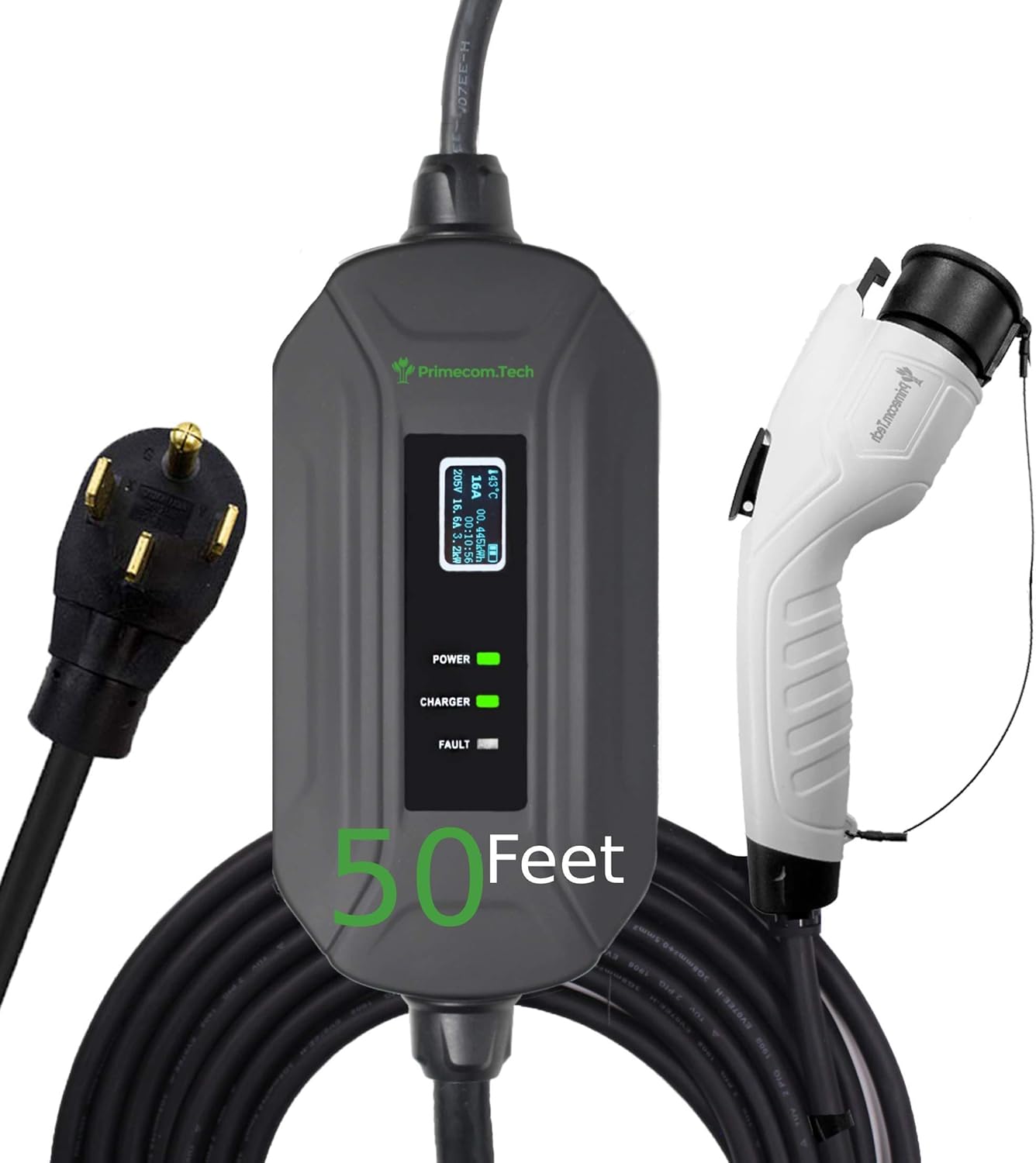 Portable Level 2 Electric Vehicle Charger, 50 Feet, NEMA L6-30P Y861