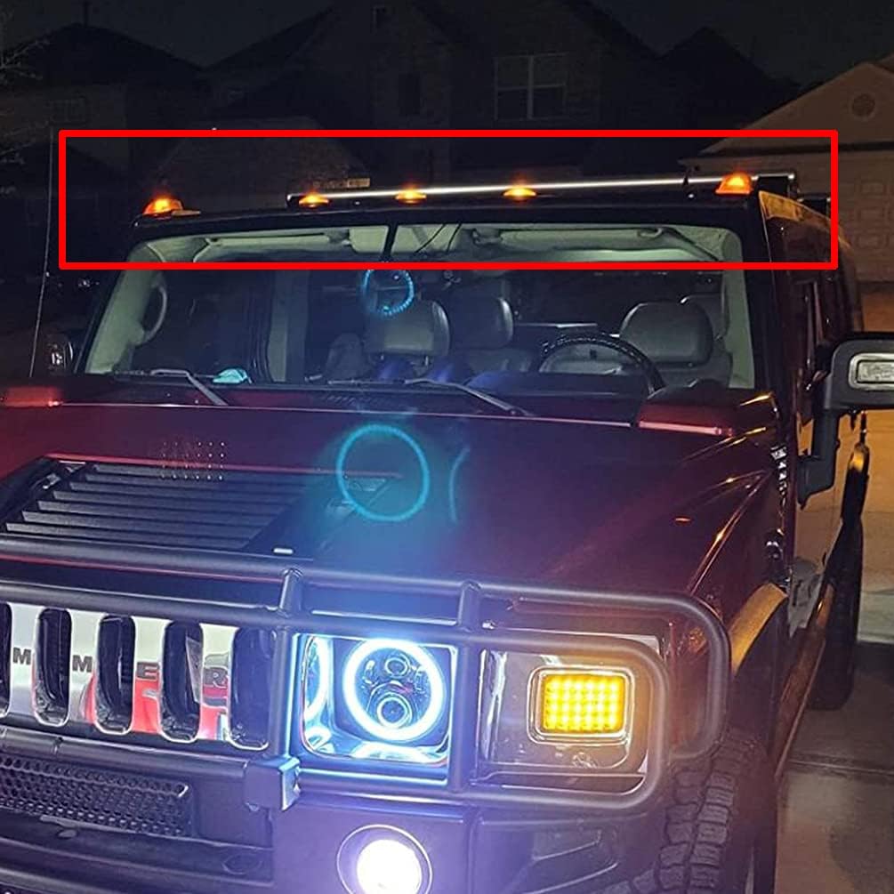 LED Cab Roof Smoke Lens Light Kit 10pcs For Hummer H2 SUT Dark Black Lens Amber/Red Led Light T93046