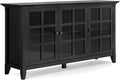 Distressed Grey Solid Wood Storage Cabinet with 3 Tempered Glass Doors and 3 Adjustable Shelves L729302