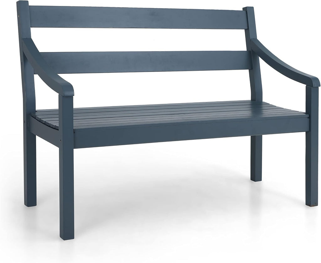 2-Person Acacia Wood Bench with Backrest and Armrest V77684