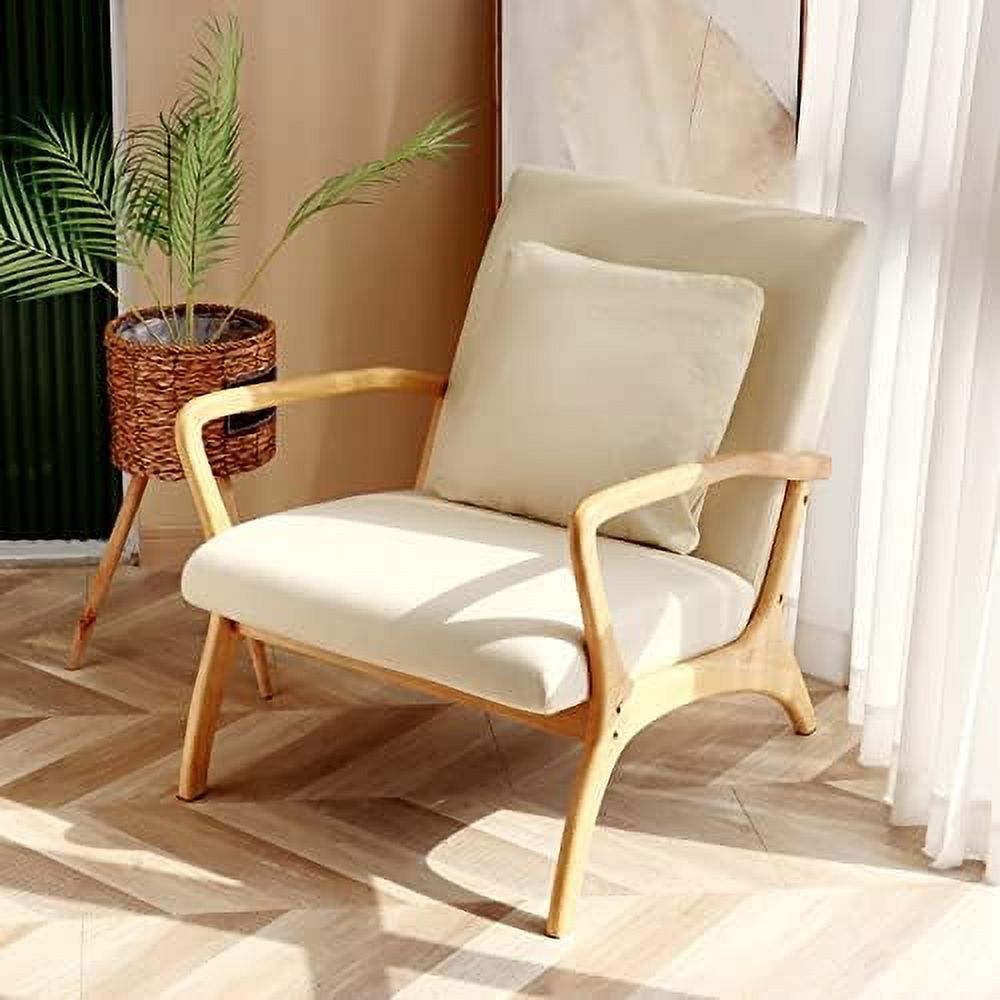 Accent Chair with Lumbar Pillow Upholstered Linen Fabric B99471