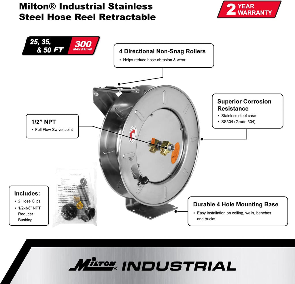 Industrial Stainless Steel Retractable Hose Reel E69129