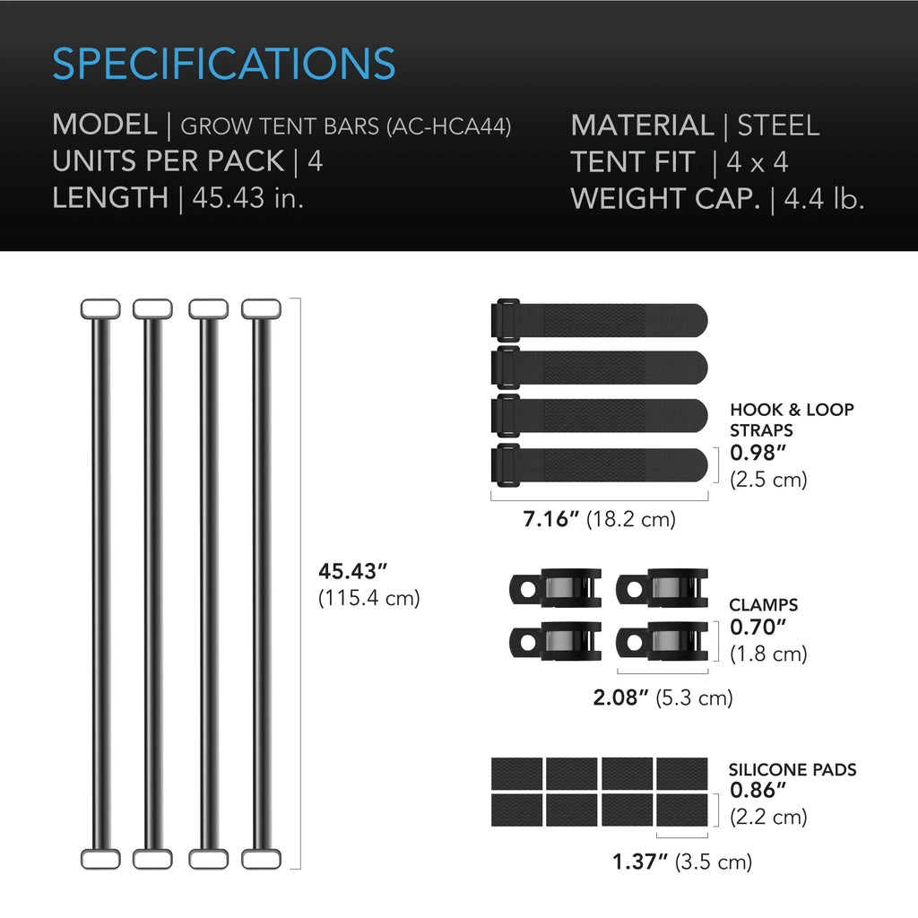 4x4' Steel Mounting Bars for Grow Tents U2088