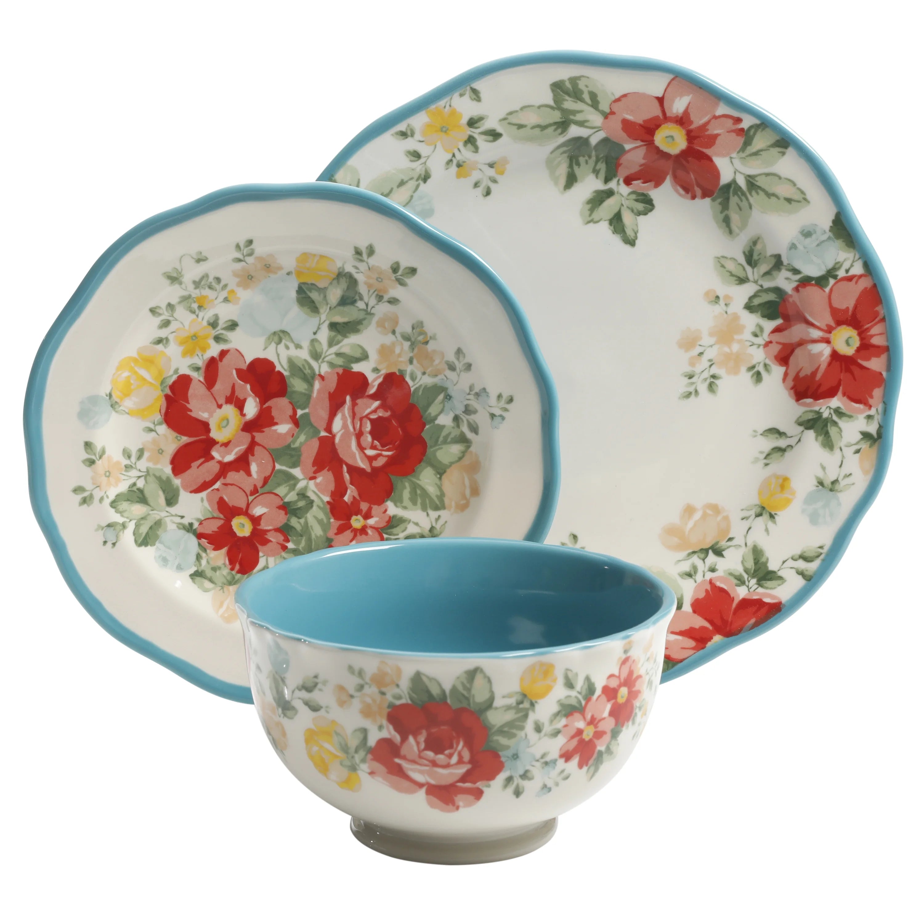 12 Piece Vintage Floral Dinnerware X108196
