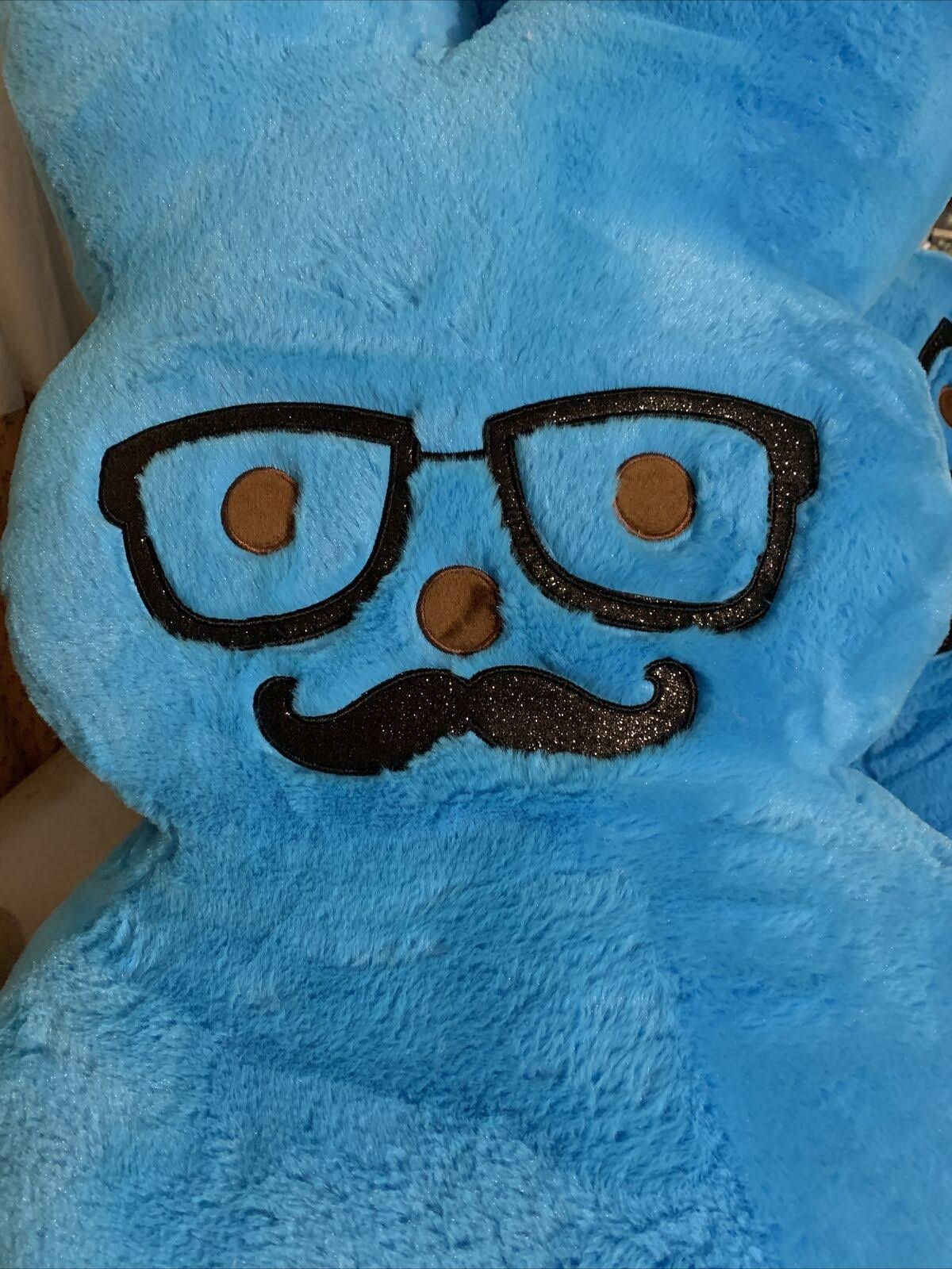 Blue Mustache Bunny Plush E513