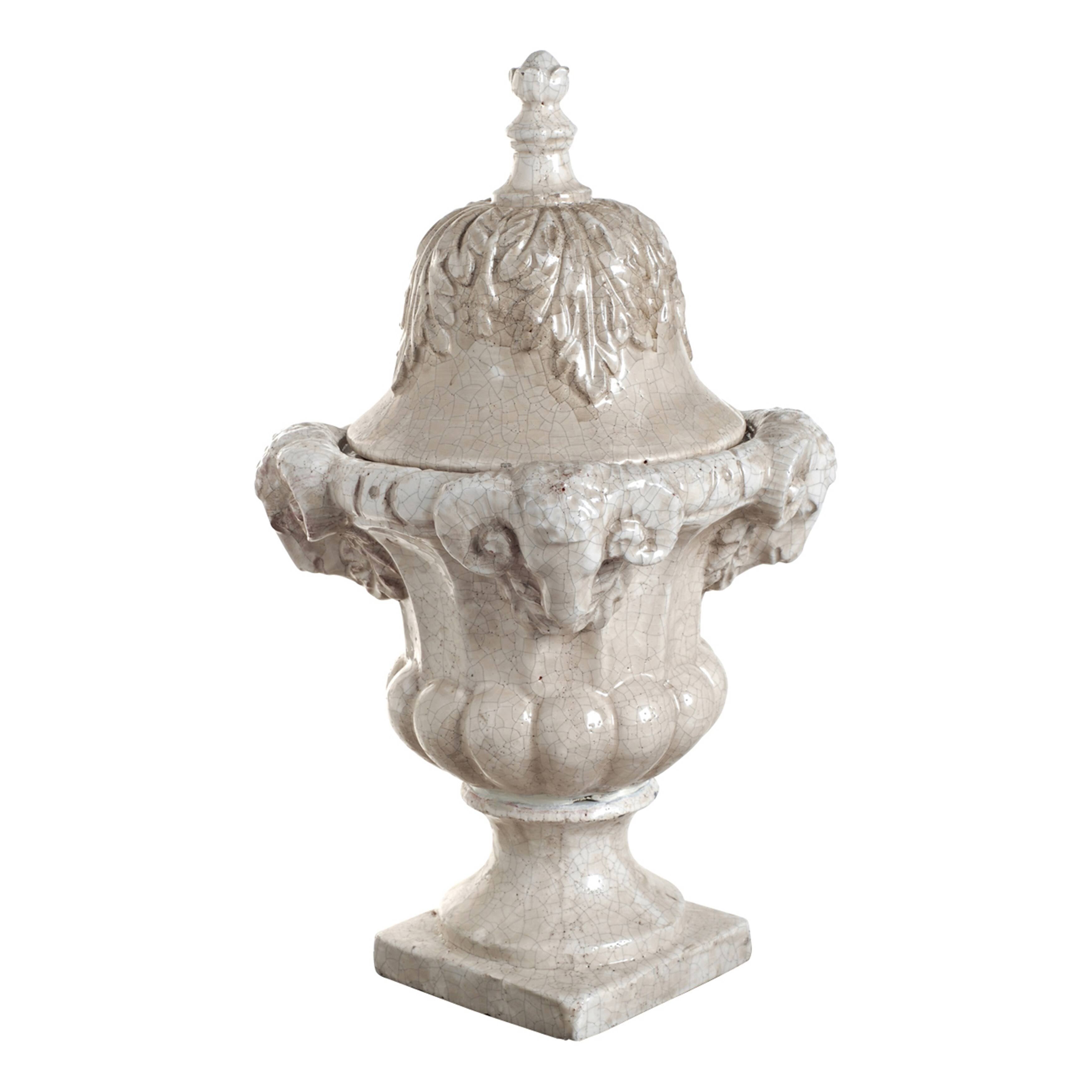 White Urn with Lid Y3410