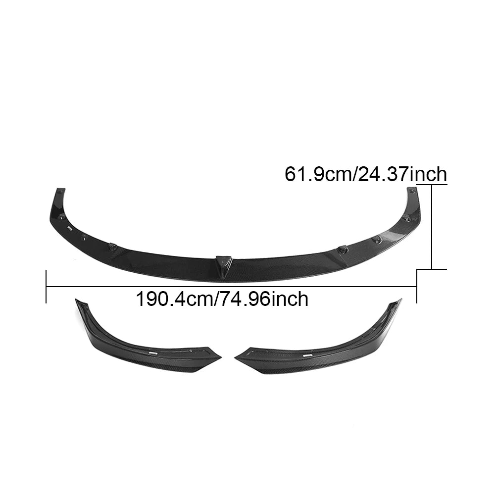 Gloss Black Front Bumper Lip for Tesla Model S Sedan 4-Door 3PCS L1567