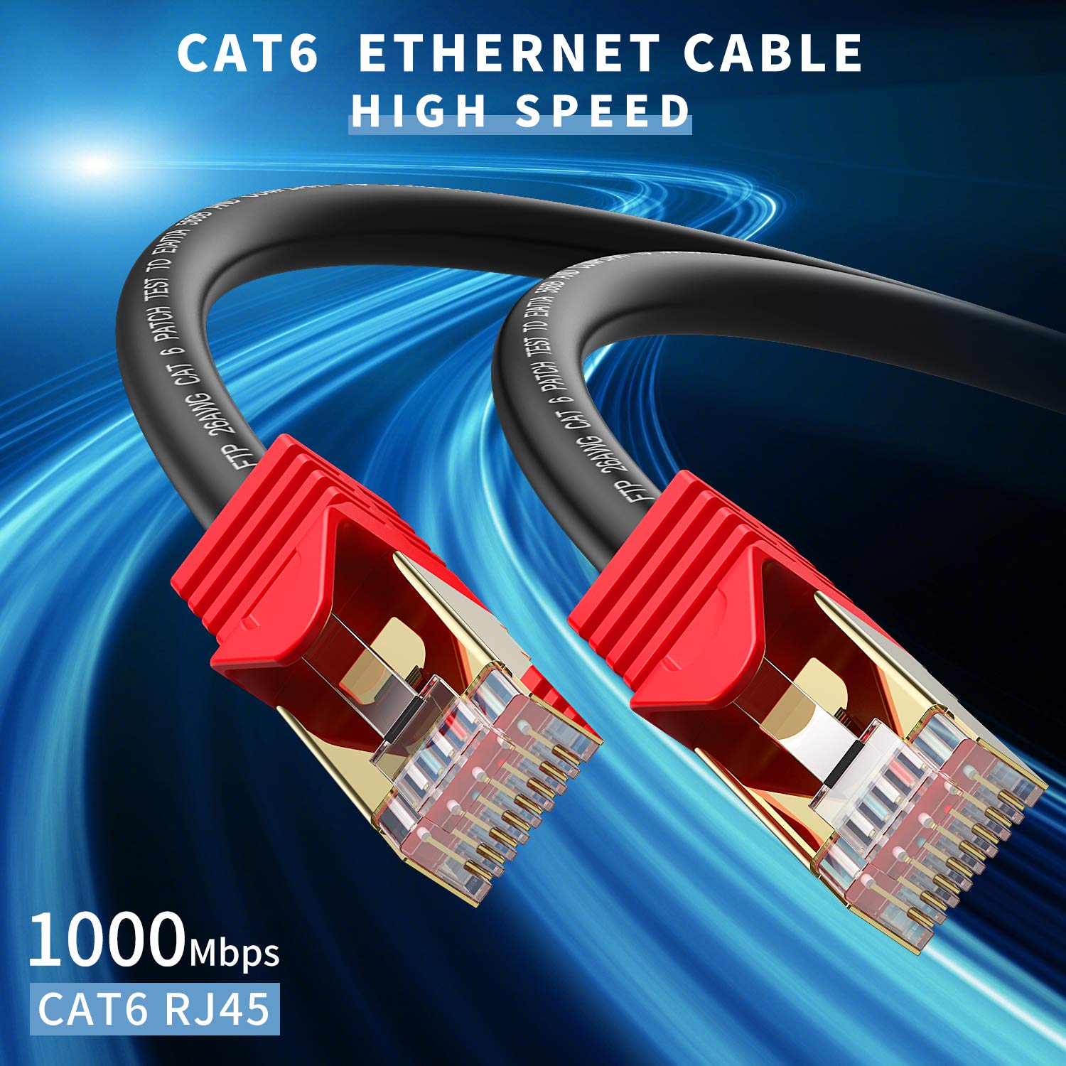 Outdoor Cat 6 Ethernet Cable 350ft 26AWG Heavy-Duty FTP Waterproof Direct Burial J876