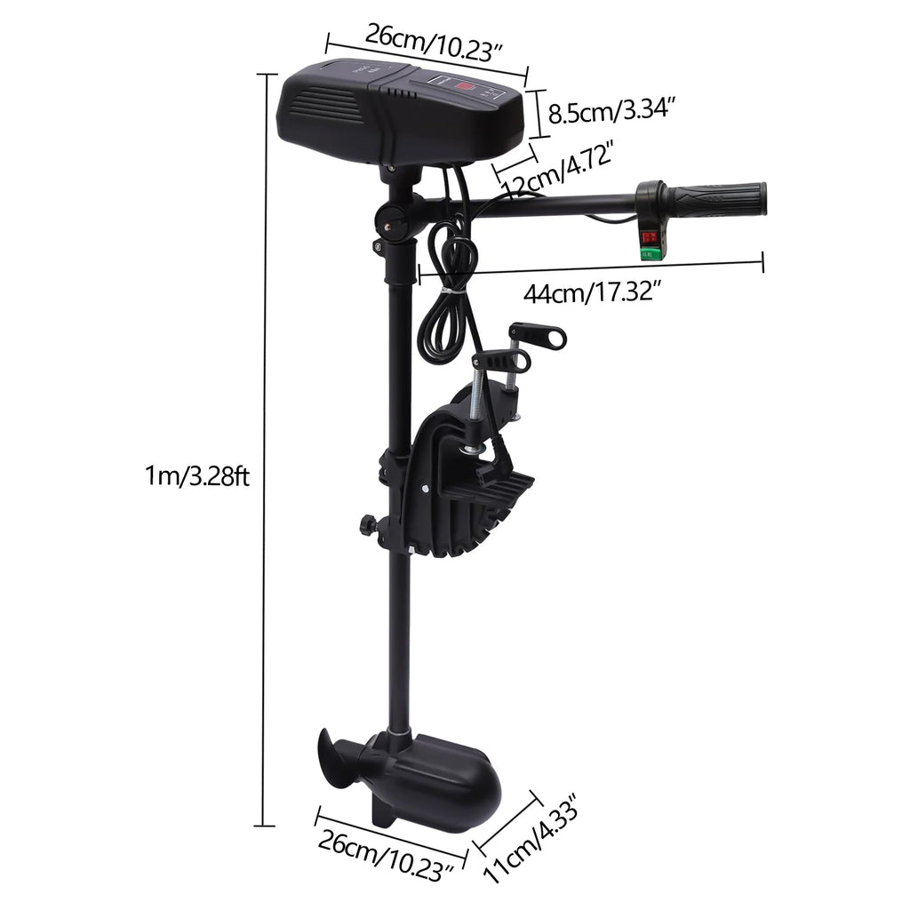 48V 1400W Electric Trolling Motor Outboard Motor Fishing Boat Engine LED Display 360° Rotatable Brushless Motor 2300RPM J640344