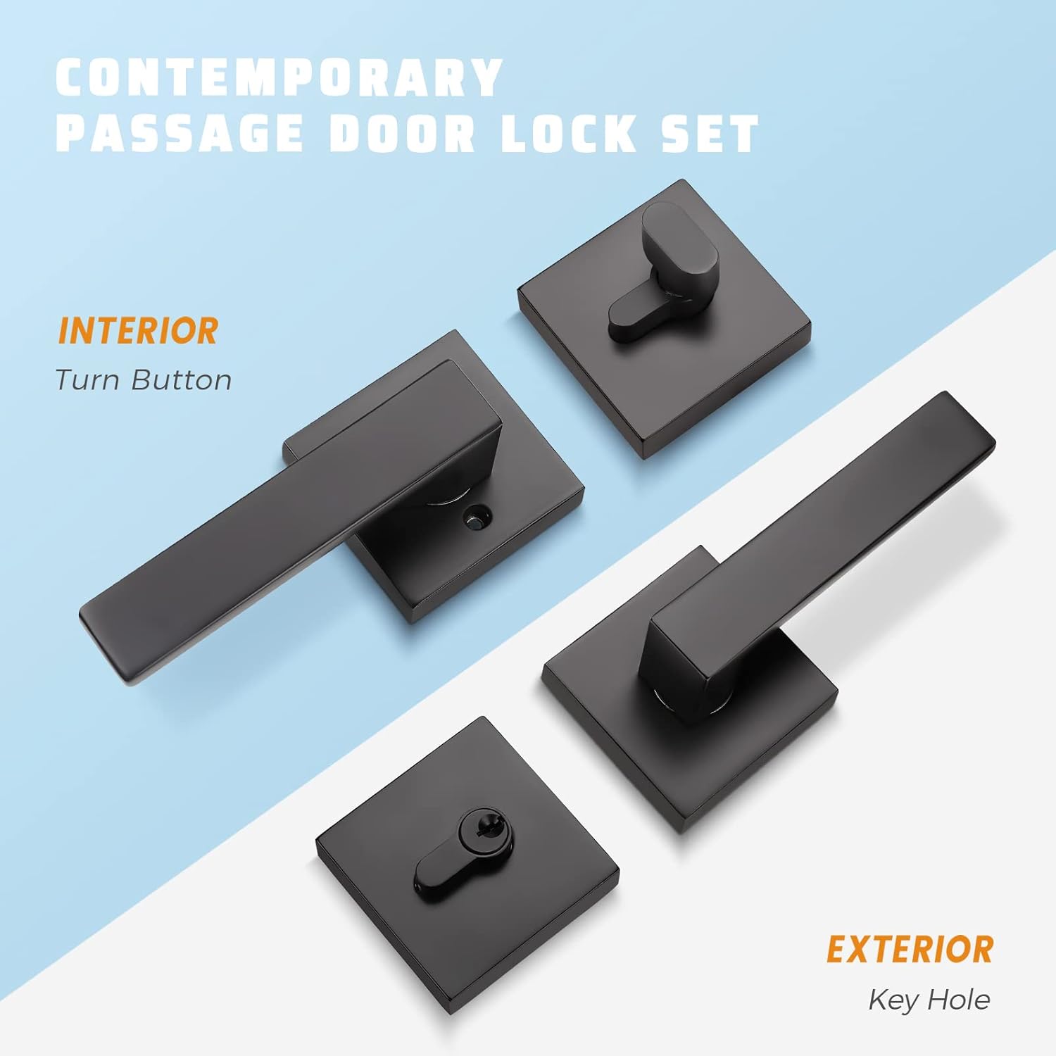 10 Pack Matte Black Entry Door Handle Set with Deadbolt and Lever F1145