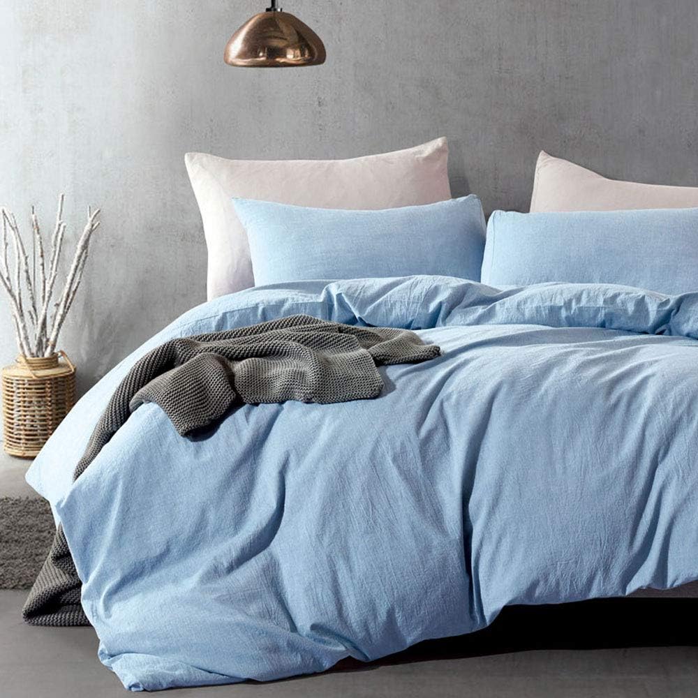 White Washed Cotton Queen Duvet Cover Set, 3-Piece U7441
