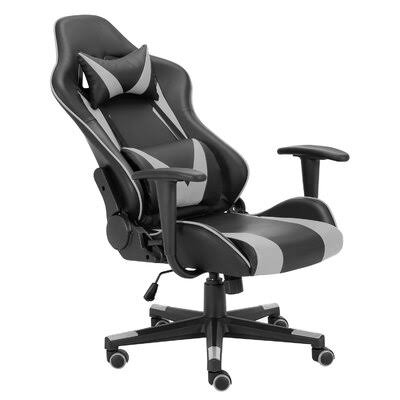 Black/Gray Leather High Back Racing Game Chair H726