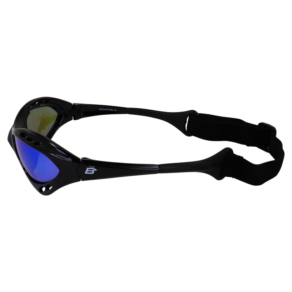 3 Pairs Padded Polarized Sunglasses with Strap Black Frame Blue Red Pink Mirror Lenses U350431