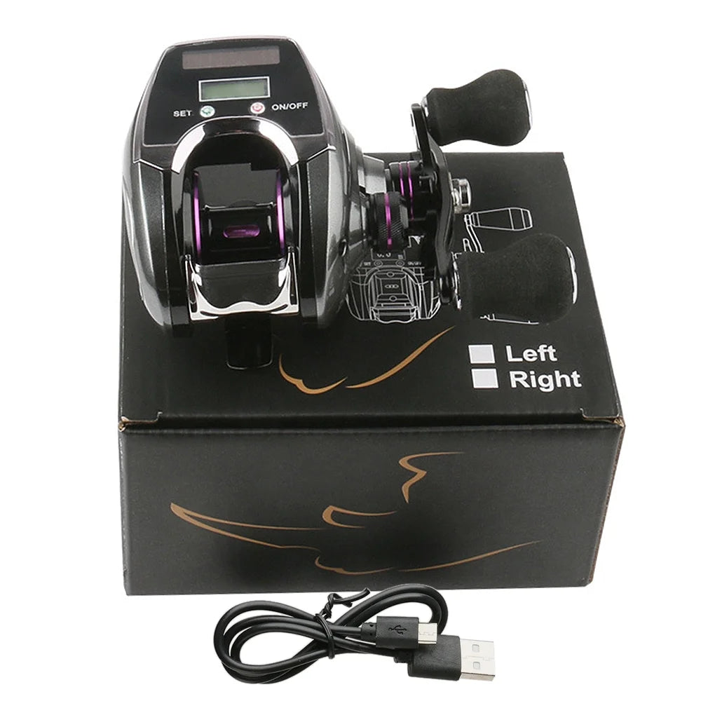 6+1BB 8.0:1 Ratio Digital Display Baitcasting Reel with Line Counter Solar Charging System G7194