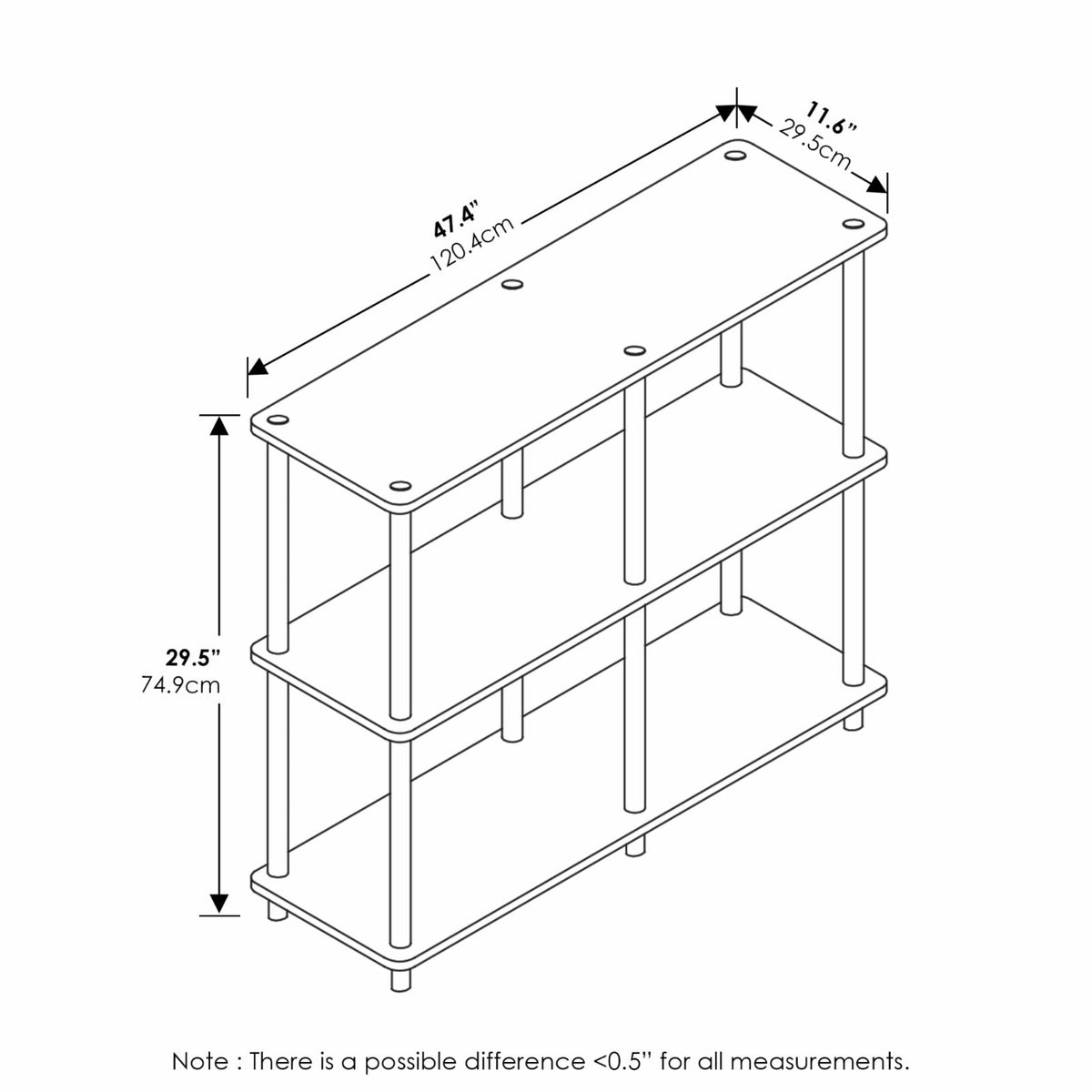 3-Tier Double Size Storage Display Rack in Black/Gray B2882