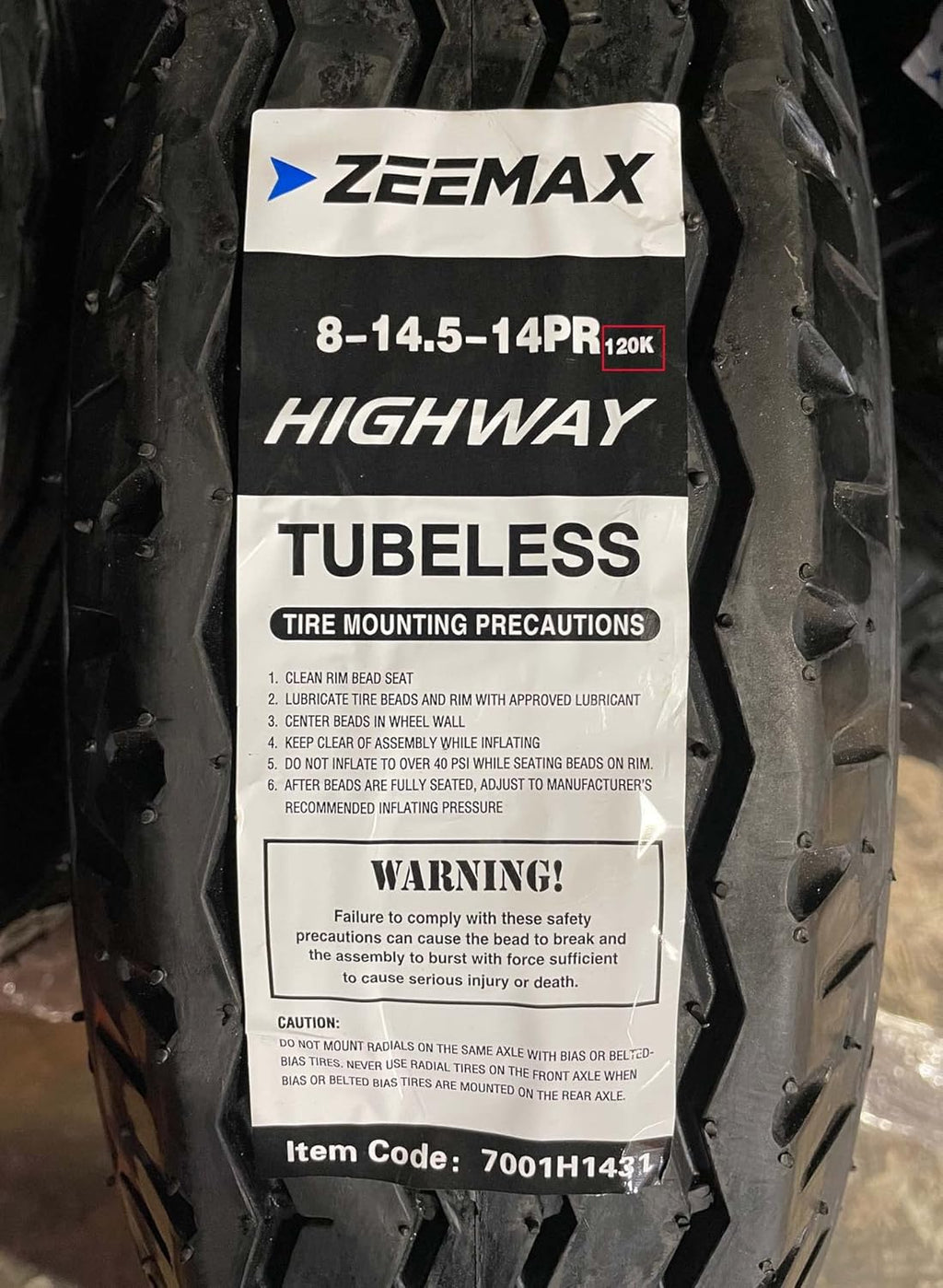 Heavy Duty Highway Trailer Tire 14 Ply F400282