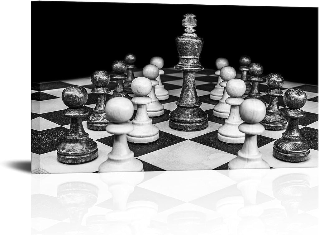 Black and White Chess Canvas Wall Art 20x36inch L450610