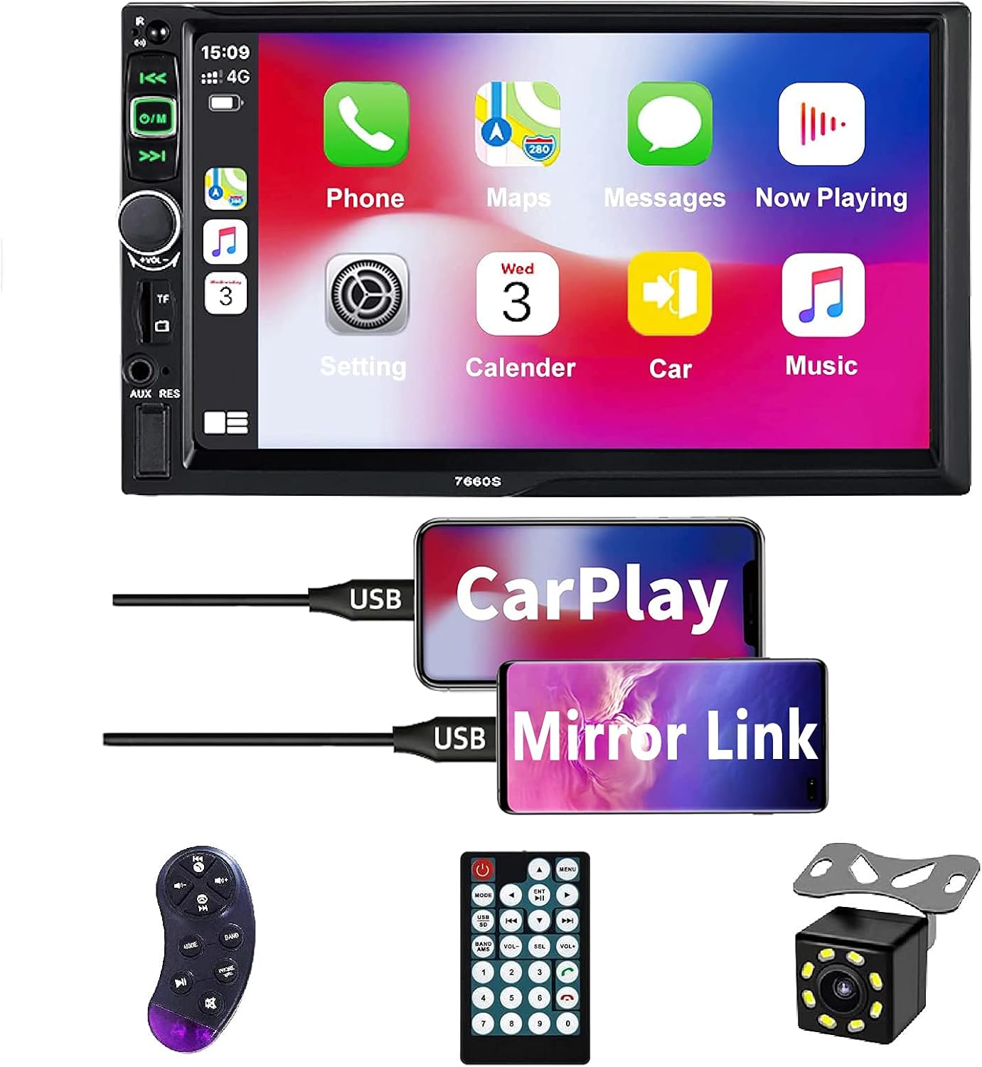 7-Inch Double Din Car Stereo Receiver with Touchscreen X2323