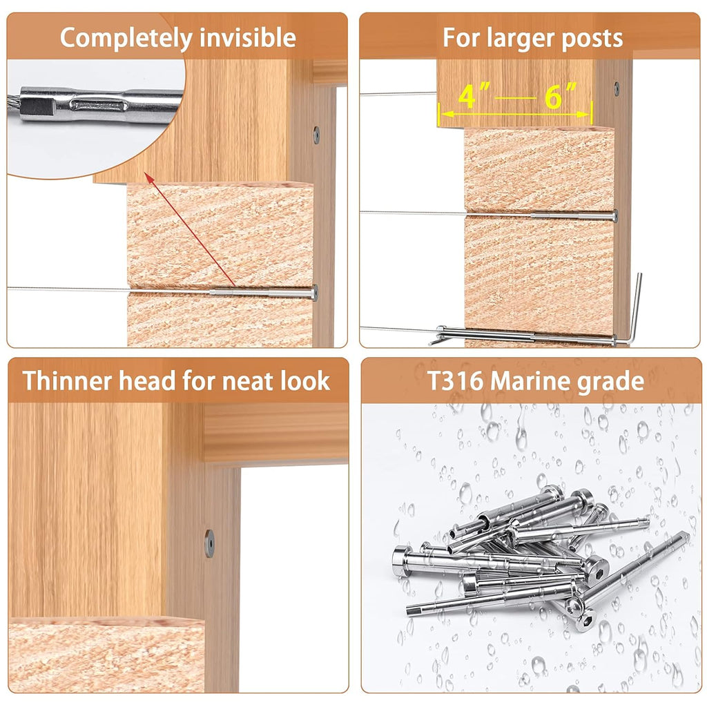 1/8 Invisible Cable Railing Kit with Turnbuckle Swage Threaded Stud and Stemball F4207