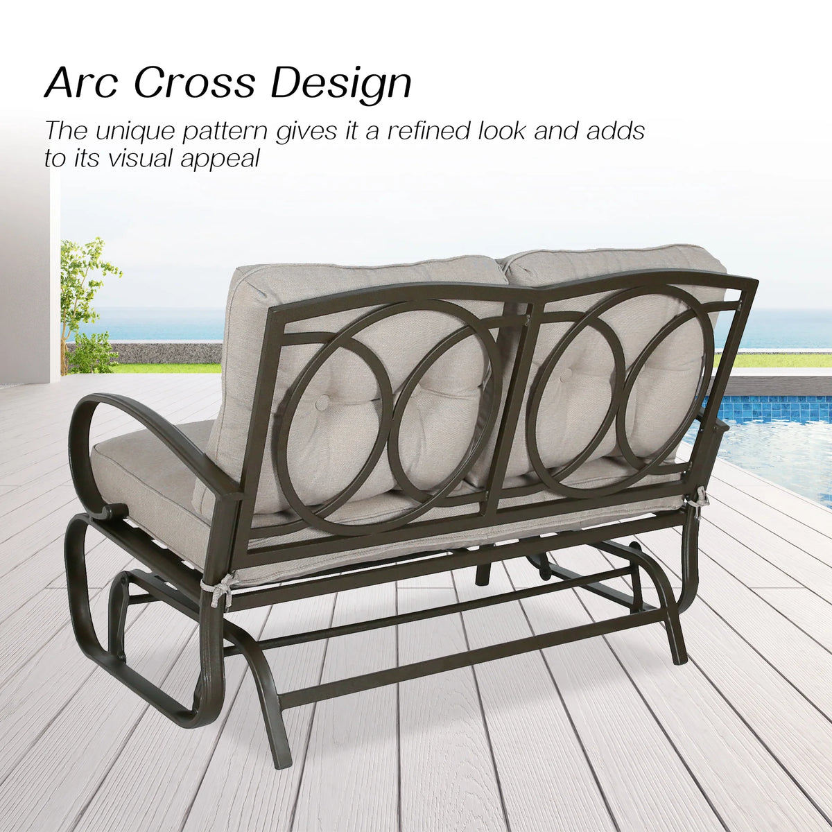 Beige 2-Person Outdoor Steel Glider Chair C71148