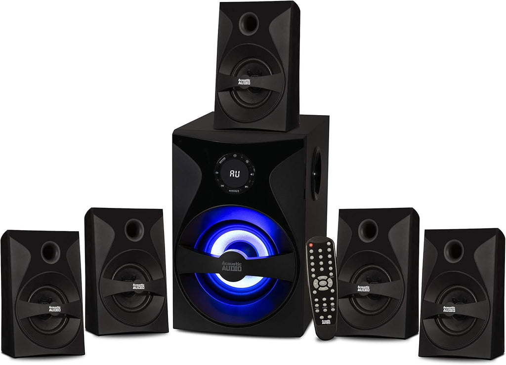 Bluetooth 5.1 Surround Sound Home Theater Speaker Set with LED Light Display, FM Tuner, USB and SD Card Inputs, Remote Control Z921758