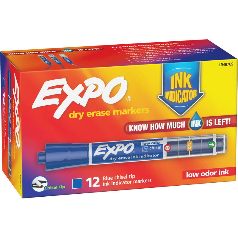 Blue Dry Erase Marker, Chisel Tip, Dozen X742321