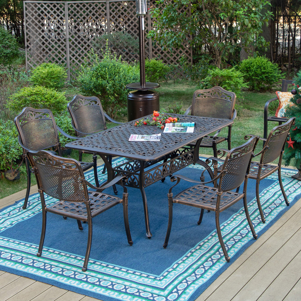 Set of 2 Cast Aluminum Outdoor Dining Chairs, Antique Bronze S49912