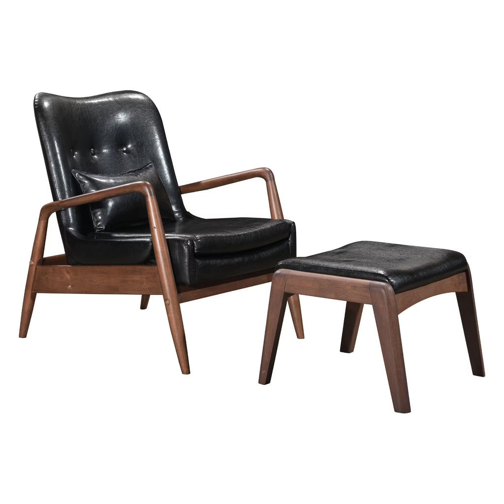 Black Lounge Chair and Ottoman B5051