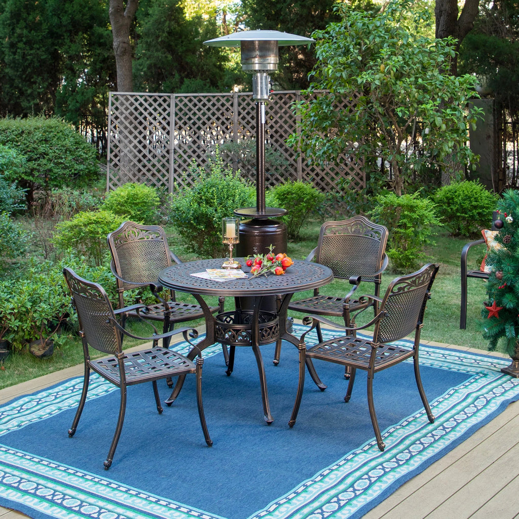 Set of 2 Cast Aluminum Outdoor Dining Chairs, Antique Bronze S49912