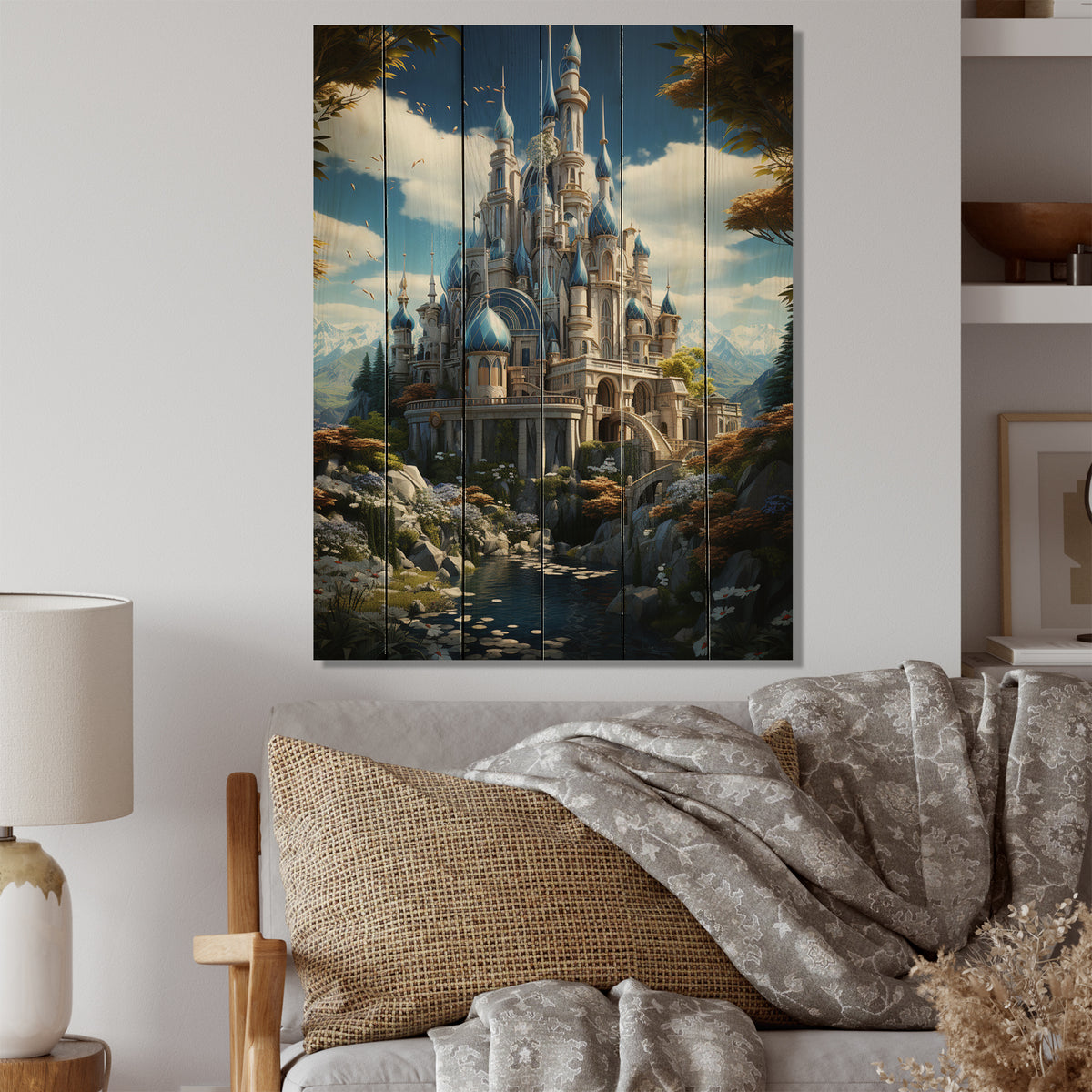 Castles Print on Natural Pine Wood J9234