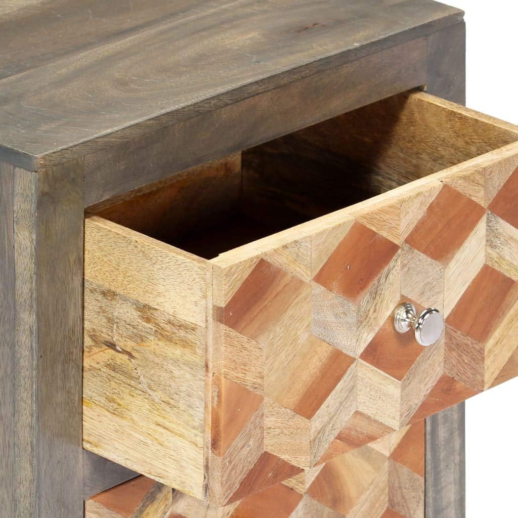 Gray Solid Mango Wood Bedside Cabinet J97472