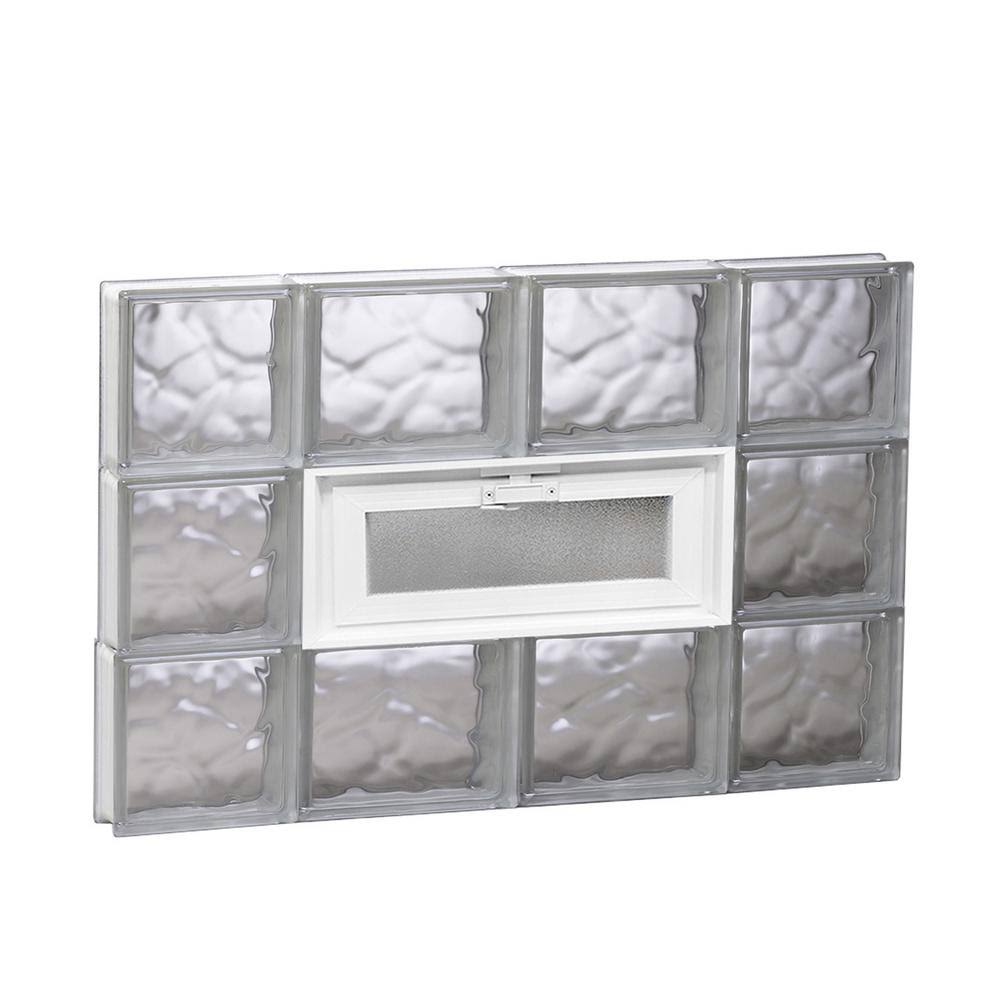Wavy Pattern Frameless Replacement Glass Block Window 28-in x 18-in A6034