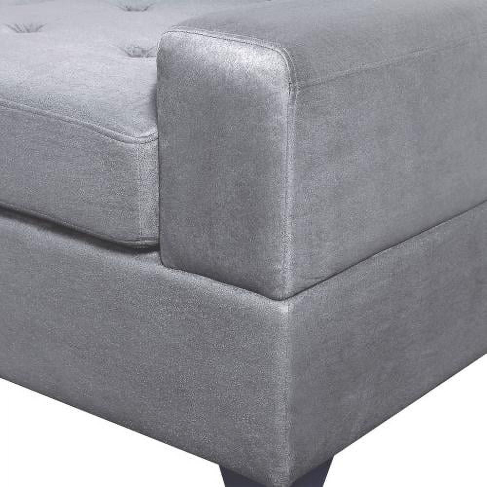 3 Piece Microfiber Sectional Sofa with Reversible Chaise Lounge Storage Ottoman and Cup Holders V6610