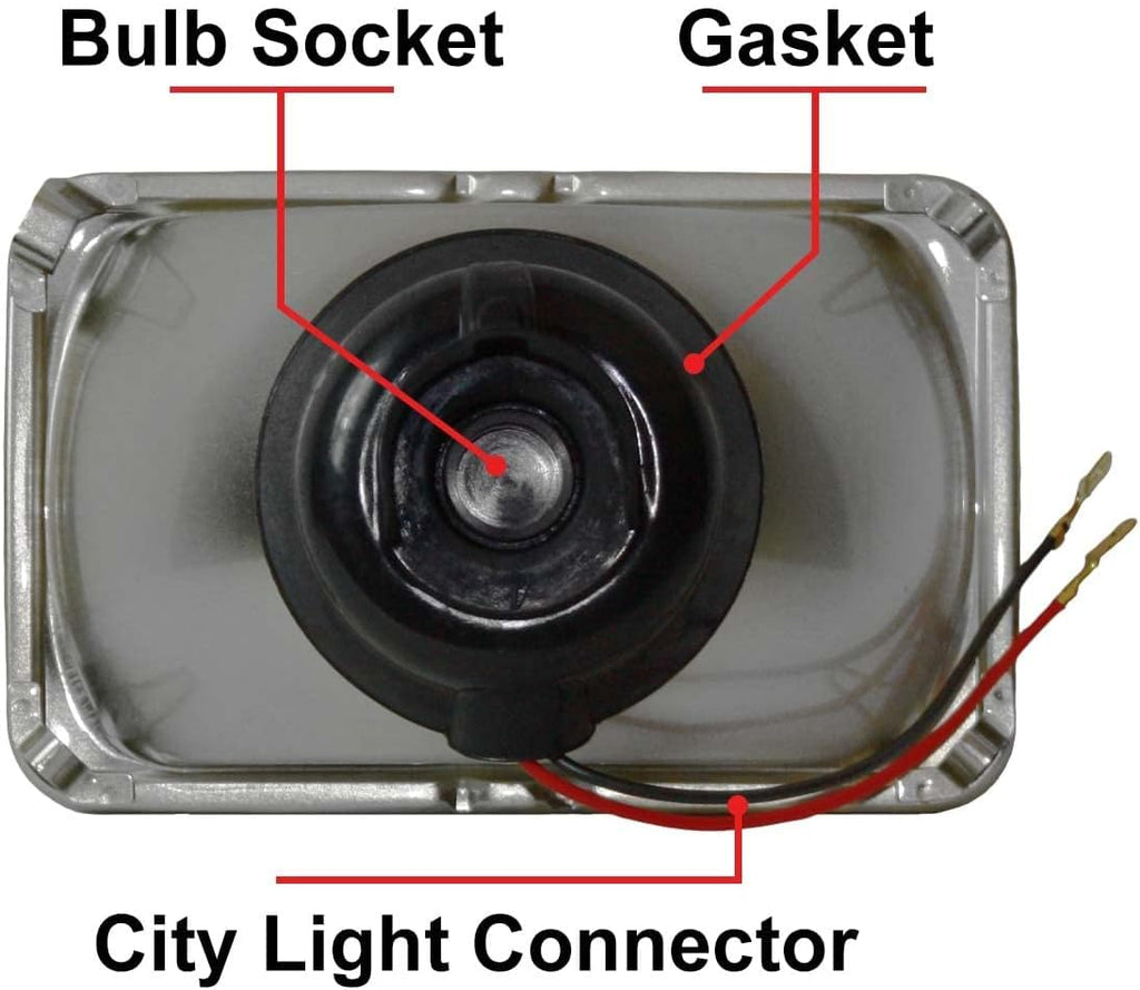4x6 Rectangular Conversion Headlights Kit Sealed Beam Glass Lights with Halogen High/Low Bulbs 60/55w 9003/H4 Pack of 2 N52699