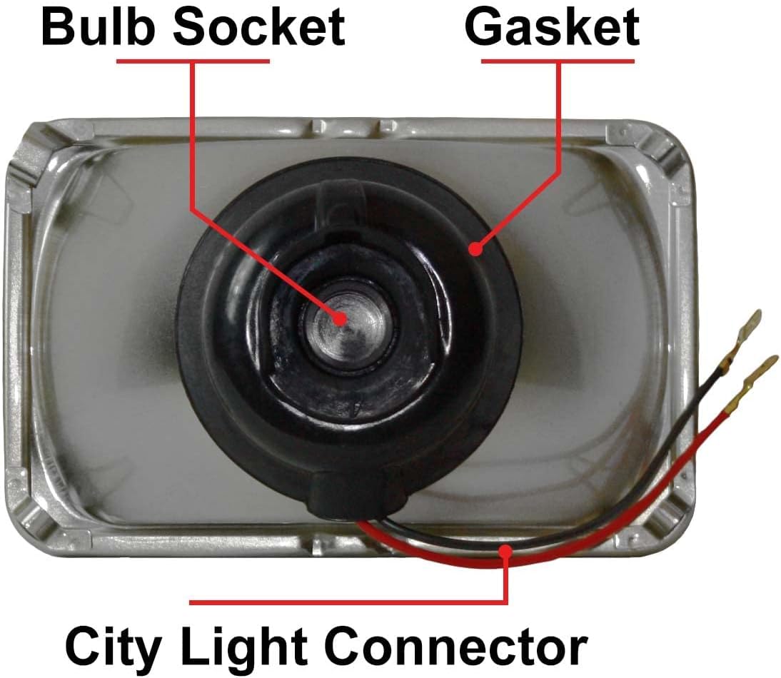 4x6 Rectangular Conversion Headlights Kit Sealed Beam Glass Lights with Halogen High/Low Bulbs 60/55w 9003/H4 Pack of 2 N52699